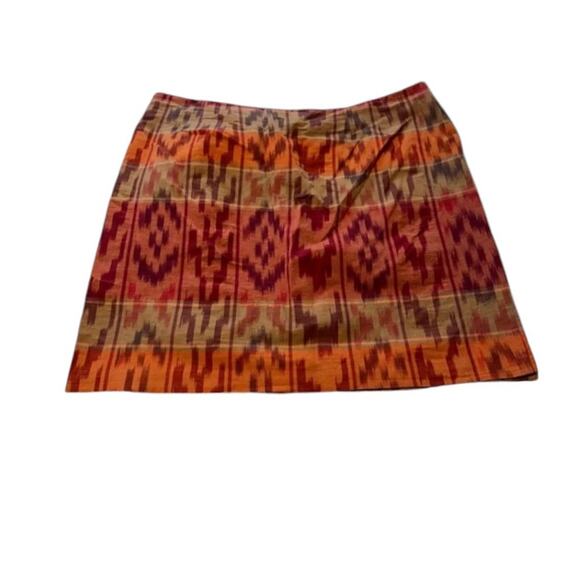 Lauren Ralph Lauren True Wrap Skirt Above  Knee Geo Motif Ruffle Ikat  NEW 14 - Picture 4 of 11